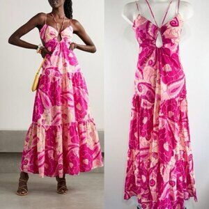 NEW Farm Rio Pink Tropical Groove Maxi Dress Part Wedding Guest Resort Wear